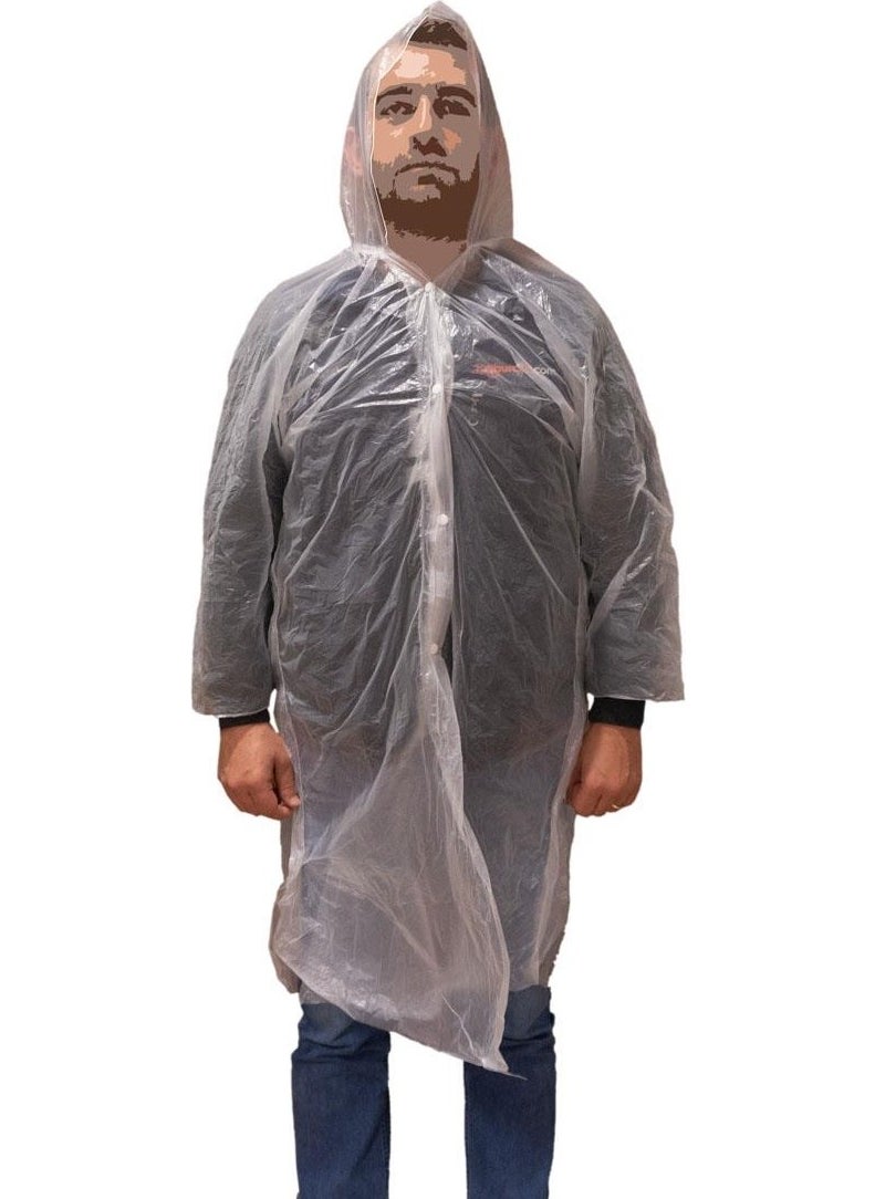 Master 507085 Transparent Disposable Nylon Raincoat with Snap Fasteners  - Image 1