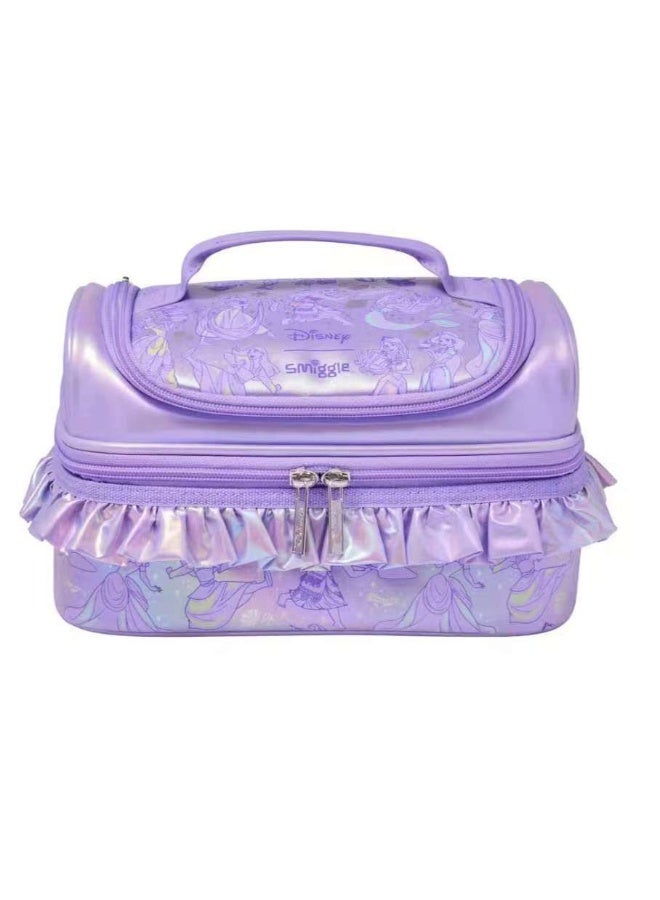 Smiggle Children's Double-Layer Insulated Lunch Bag with Cartoon Print, Student Lunchbox, Portable Large Capacity Food Carrier Bag - Image 1