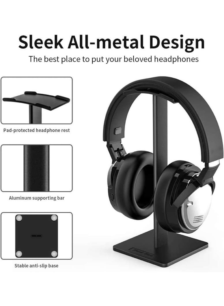 New Bee 1 Pack Aluminum Desk Headphone Stand, Portable Headset Hanger with Cable Organizer, Sturdy Space Saving Holder for Gaming Office Home, a Practical Computer Accessory for Men Women, White - Image 3
