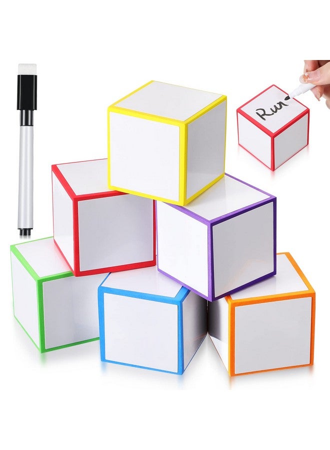 Charniol Dry Erase Blocks Foam Blank Dice Assorted Colors Dinner Decider Dice Small Dry Erase Cubes With Dry Erase Marker For Game Classroom School Supplies Draw Letters Number 2 X 2 X 2 Inch(7 Pieces) - Image 2