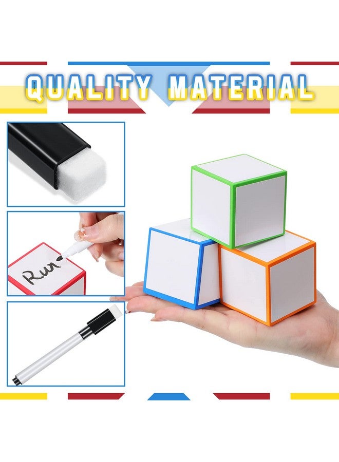 Charniol Dry Erase Blocks Foam Blank Dice Assorted Colors Dinner Decider Dice Small Dry Erase Cubes With Dry Erase Marker For Game Classroom School Supplies Draw Letters Number 2 X 2 X 2 Inch(7 Pieces) - Image 4