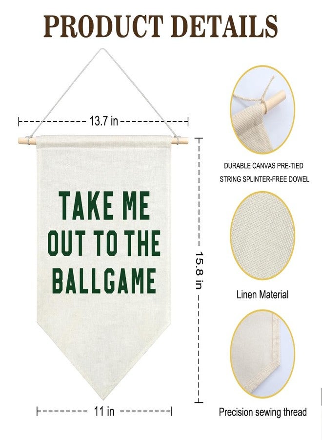AGMDESIGN Take Me Out To The BallGame Canvas Hanging Pennant Flag Banner, Room Wall Decor, Home Playroom Kids Room Nurserys Flag Decor, Sports Fan Gifts for BallGame Lovers, Baseball Door Hanger - Image 2