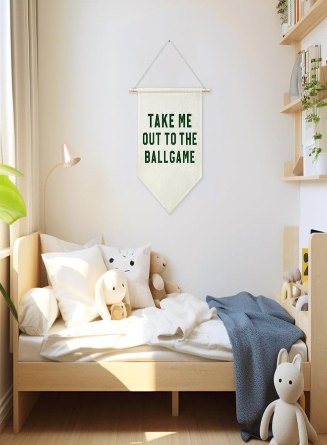 AGMDESIGN Take Me Out To The BallGame Canvas Hanging Pennant Flag Banner, Room Wall Decor, Home Playroom Kids Room Nurserys Flag Decor, Sports Fan Gifts for BallGame Lovers, Baseball Door Hanger - Image 5