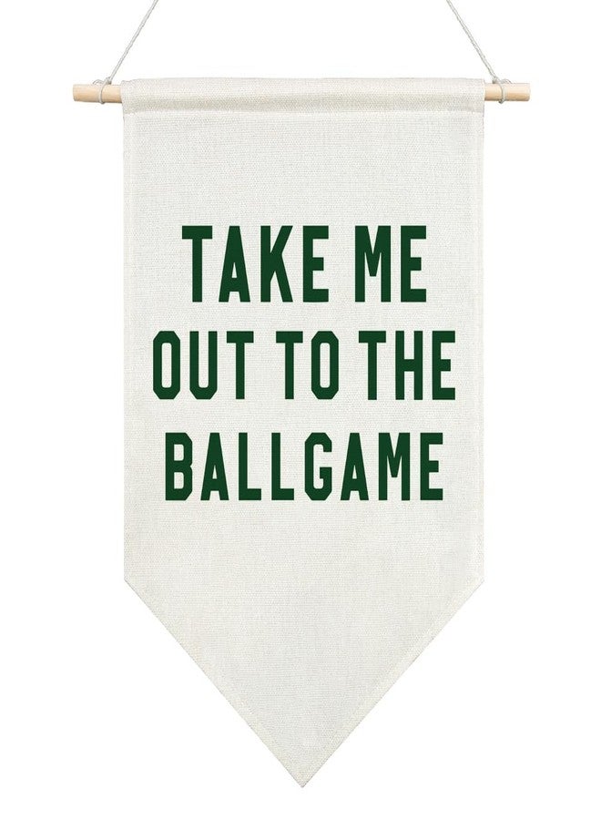 AGMDESIGN Take Me Out To The BallGame Canvas Hanging Pennant Flag Banner, Room Wall Decor, Home Playroom Kids Room Nurserys Flag Decor, Sports Fan Gifts for BallGame Lovers, Baseball Door Hanger - Image 1