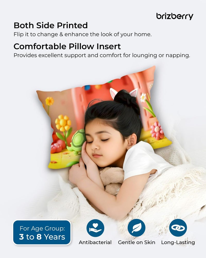 Brizberry® Kids Pillow Cushion with Super Soft Fabric | Animal & Cartoon Prints | 12x18 inches (Design 25) - Image 4