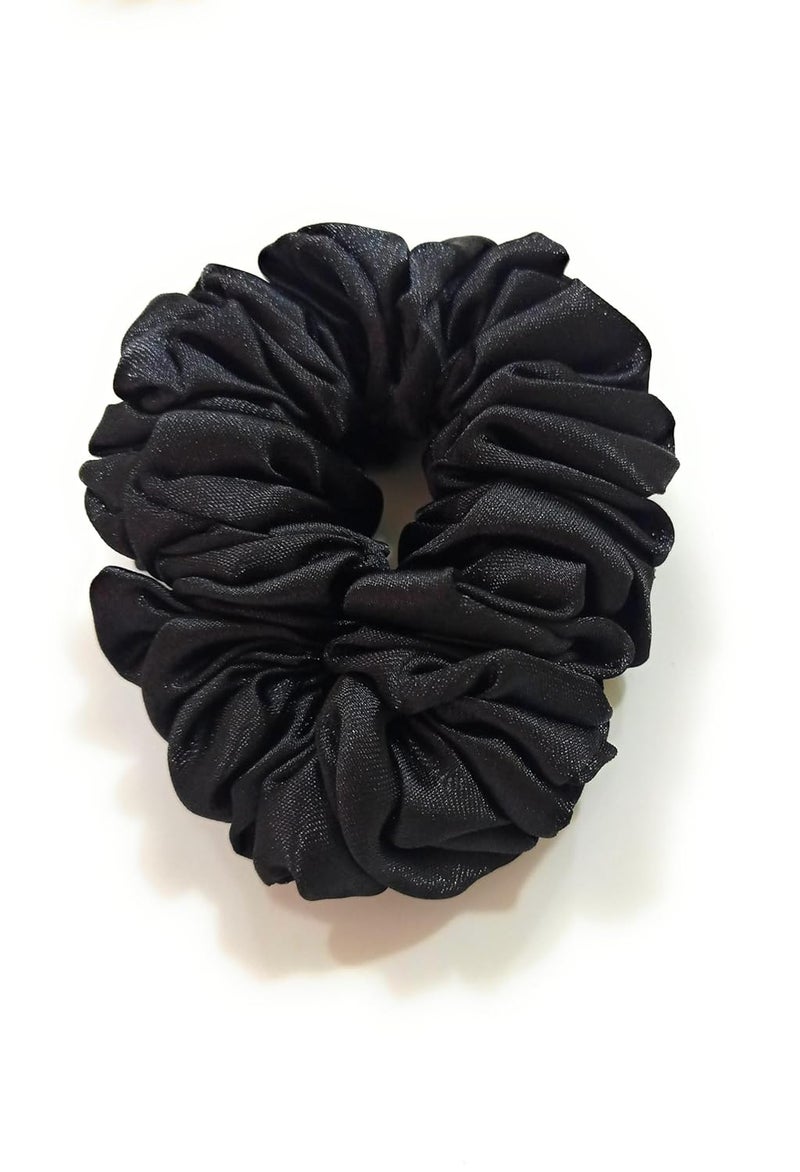 Generic Oversized Silk Scrunchie Hair Tie Black Large 