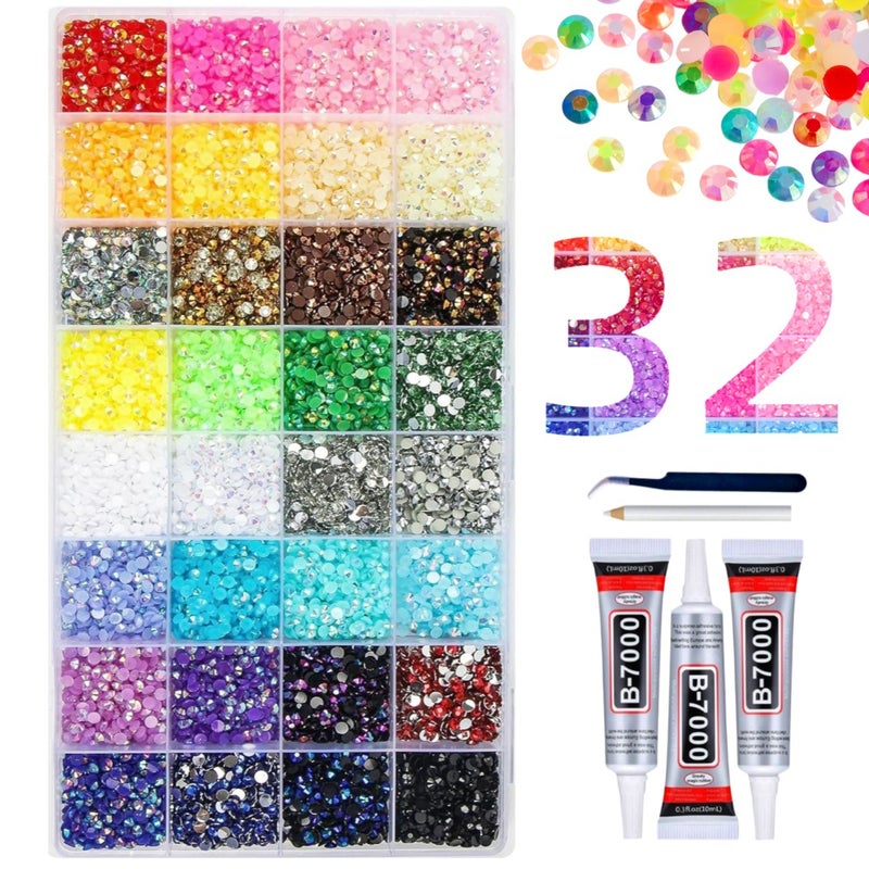 Hot Selling 42-Slot Mixed Color 3mm Jelly Resin Flatback Rhinestones for DIY Phone Case, Mug, Nail Art - Image 3