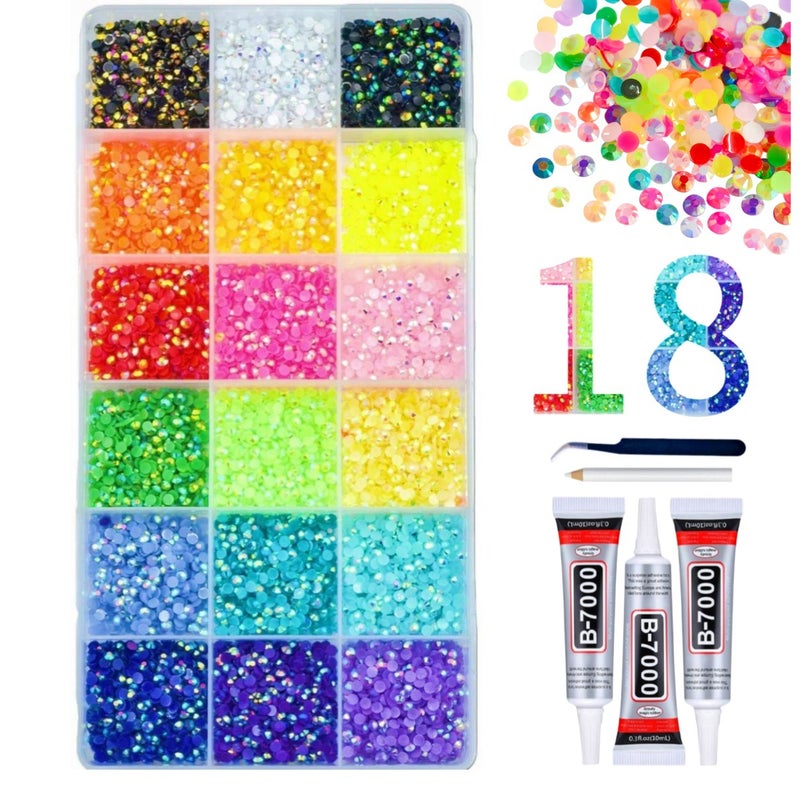 Hot Selling 42-Slot Mixed Color 3mm Jelly Resin Flatback Rhinestones for DIY Phone Case, Mug, Nail Art - Image 4