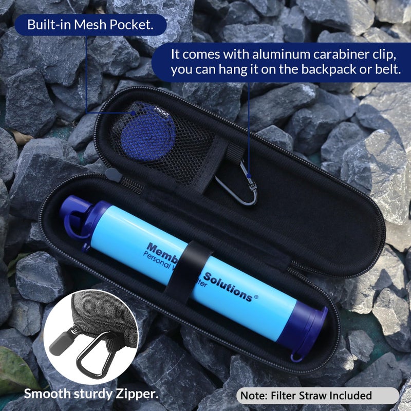 Membrane Solutions Personal Water Filter Straw with an Official Carry Case, Emergency Water Filter and Case Survival, Lightweight Water Purifier with Zip Lock Bag for Camping Hiking Gear(Blue) - Image 2