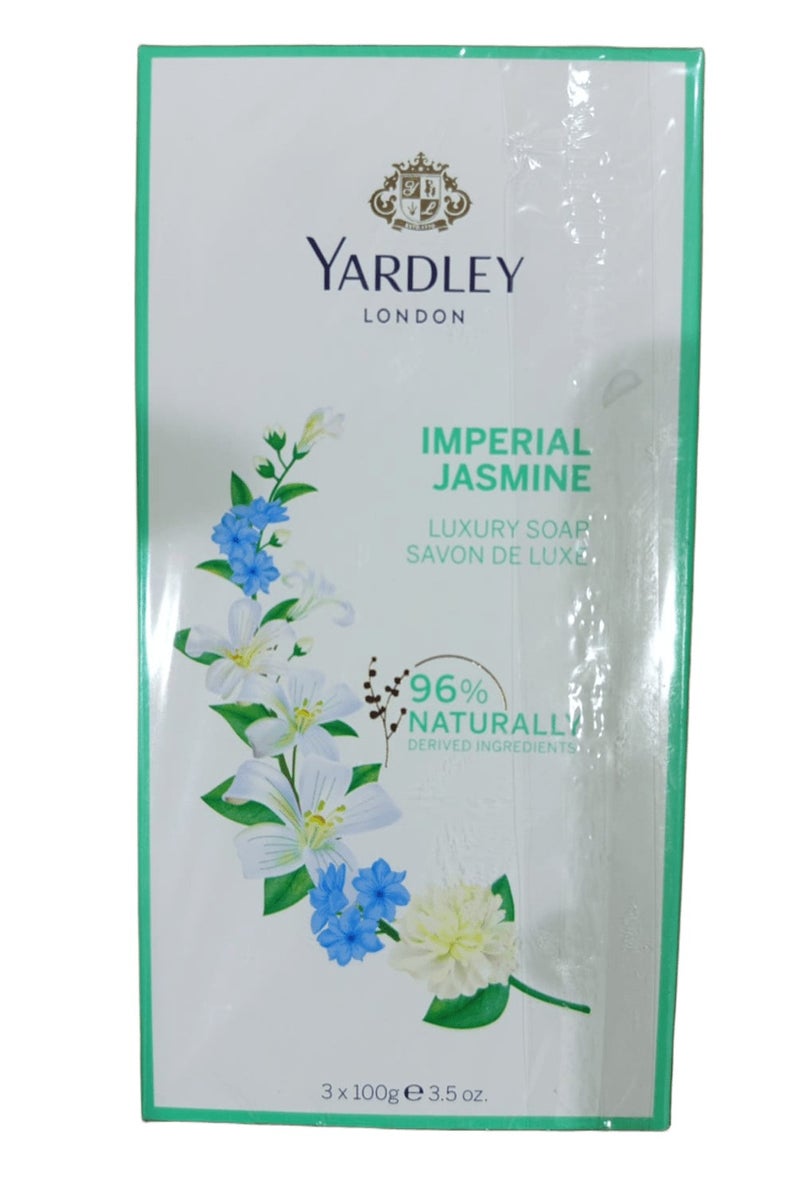 ياردلي صابون ياسمين امبريال من ياردلي لندن، يدوم طويلا، رغوة غنية وكريمية، عطر معطر جميل  100 غرام × 3