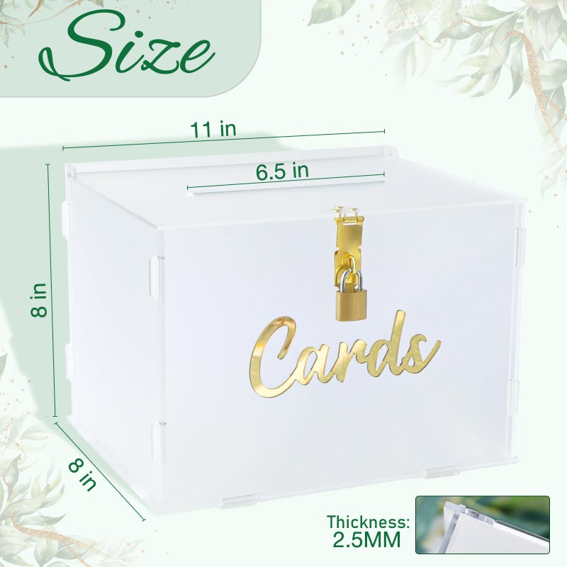 OurWarm Frosted Acrylic Gift Box with Lock, Wedding Reception String Light and Pen, Envelope Money Card Box for Party, Graduation, Baby Shower, Birthday Decorations - Image 3