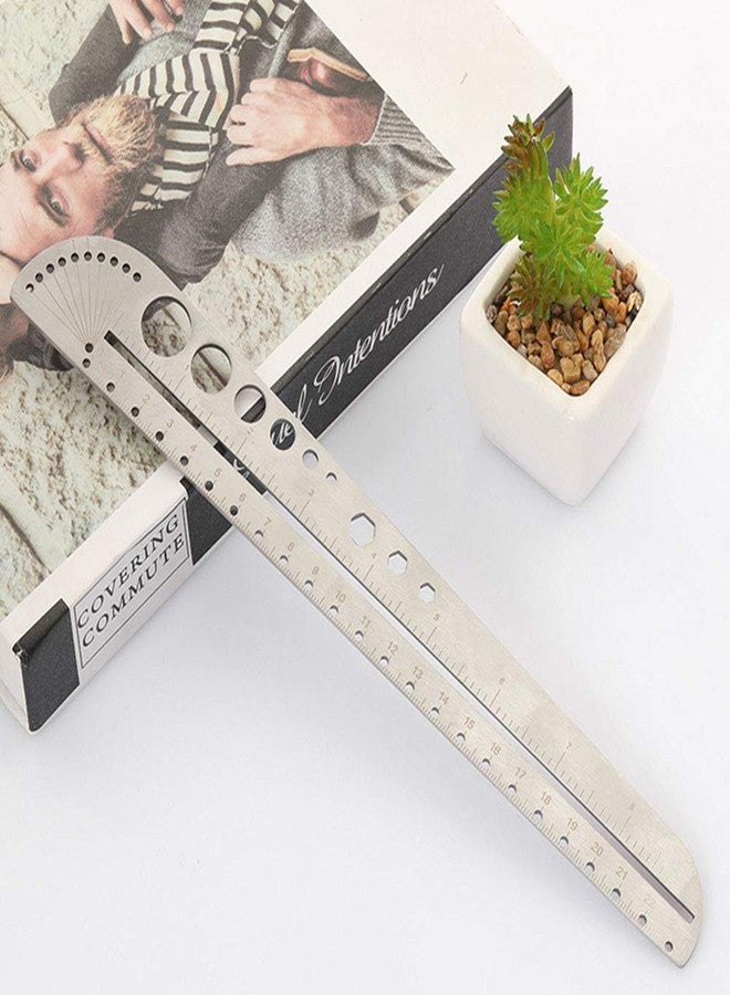 Zerodis Stainless Steel Scale Ruler, Multifunctional Protractor Measuring Tool, Professional Grade Aluminum Triangular Drafting Ruler for Civil Engineer Blueprints - Image 2