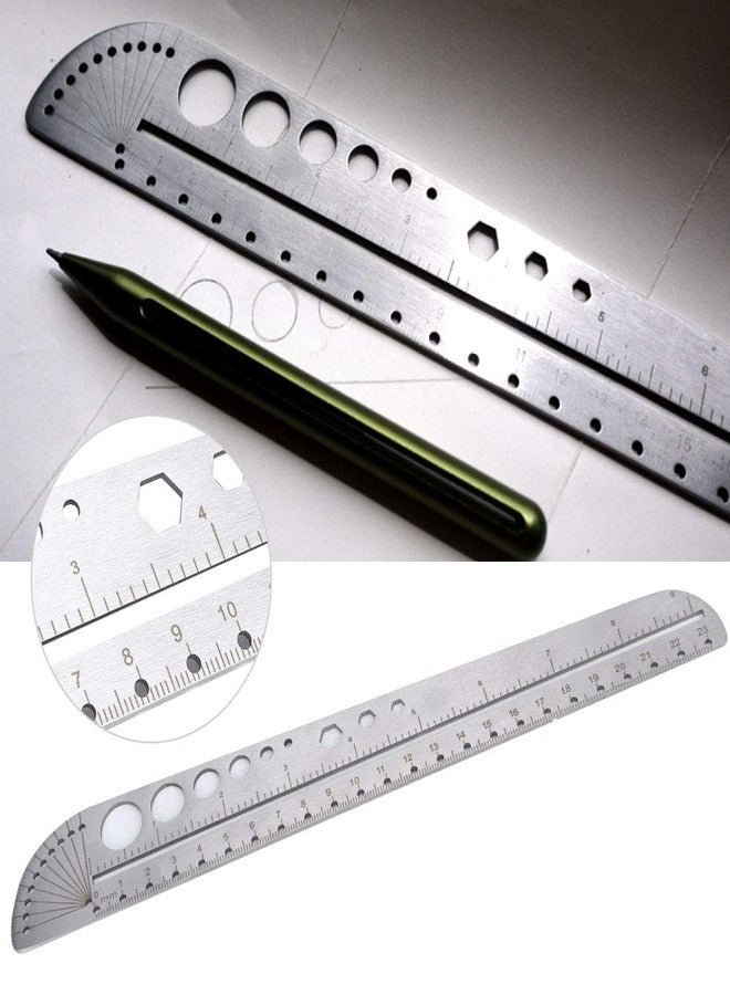 Zerodis Stainless Steel Scale Ruler, Multifunctional Protractor Measuring Tool, Professional Grade Aluminum Triangular Drafting Ruler for Civil Engineer Blueprints - Image 4