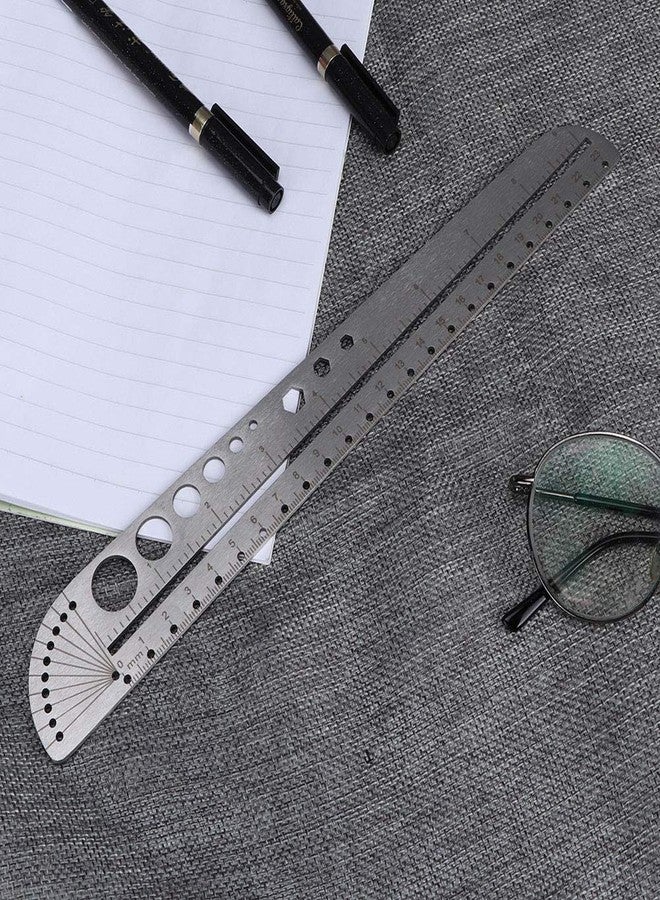 Zerodis Stainless Steel Scale Ruler, Multifunctional Protractor Measuring Tool, Professional Grade Aluminum Triangular Drafting Ruler for Civil Engineer Blueprints - Image 3