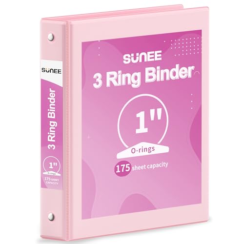 SUNEE 3 Ring Binder 1 Inch 1 Pack, Clear View Binder Three Ring PVC-Free (Fit 8.5x11 Inches) for School or Office Supplies, Pink - Image 1