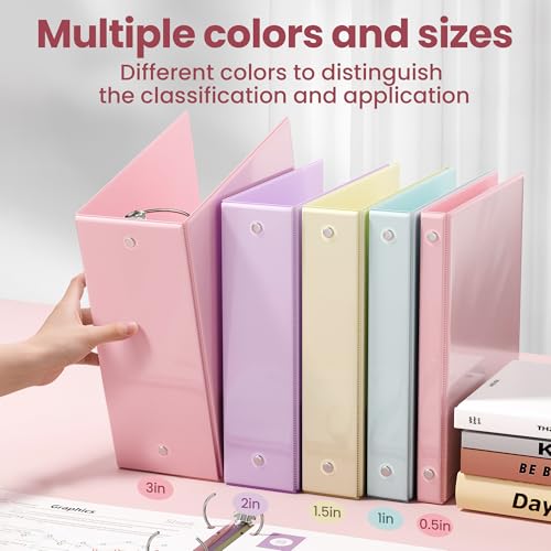 SUNEE 3 Ring Binder 1 Inch 1 Pack, Clear View Binder Three Ring PVC-Free (Fit 8.5x11 Inches) for School or Office Supplies, Pink - Image 5