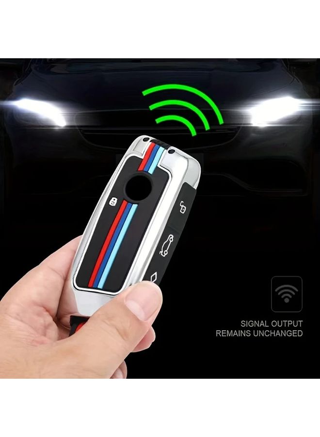 2024 حقيبة مفتاح سيارة جديدة وعصرية مع سلسلة مفاتيح متوافقة مع بي إم دبليو الفئة الخامسة والسابعة و X1 و X2 و X3 و X5 و X7 و i7 و iX و XM و M3، متوافقة مع 525 و 530 و 535 و 730 و 740 و G07 Lci و I20 و U11 و G70 و X09 و U06 و G81، لون أسود مطفي. - Image 3