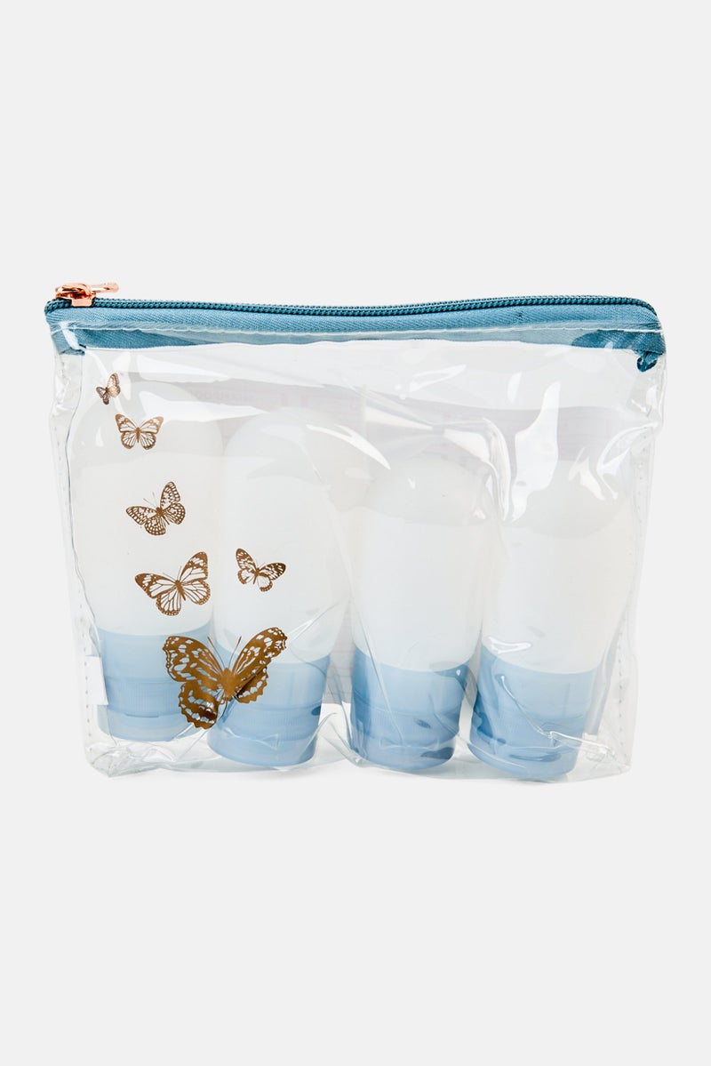 Miamica 4 Pieces Silicone Travel Bottle Set, Slate Blue - Image 1