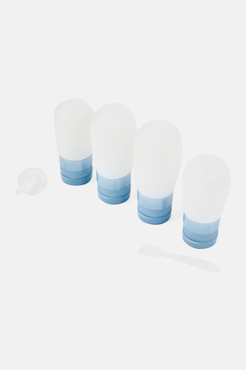 Miamica 4 Pieces Silicone Travel Bottle Set, Slate Blue - Image 3