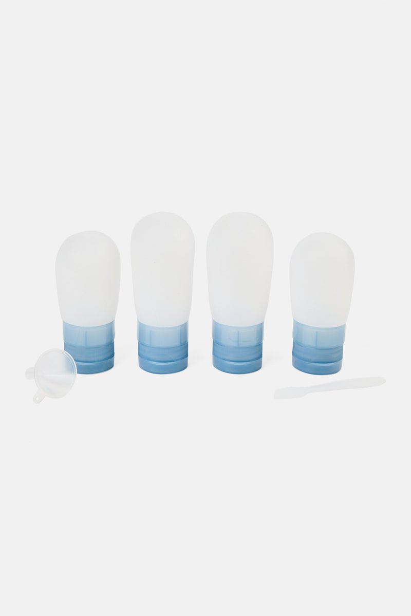 Miamica 4 Pieces Silicone Travel Bottle Set, Slate Blue - Image 2