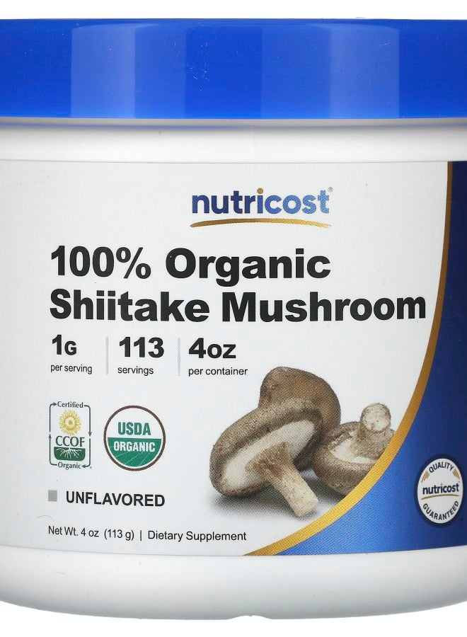 Nutricost 100% Organic Shiitake Mushroom Unflavored 4 oz (113 g) - Image 2