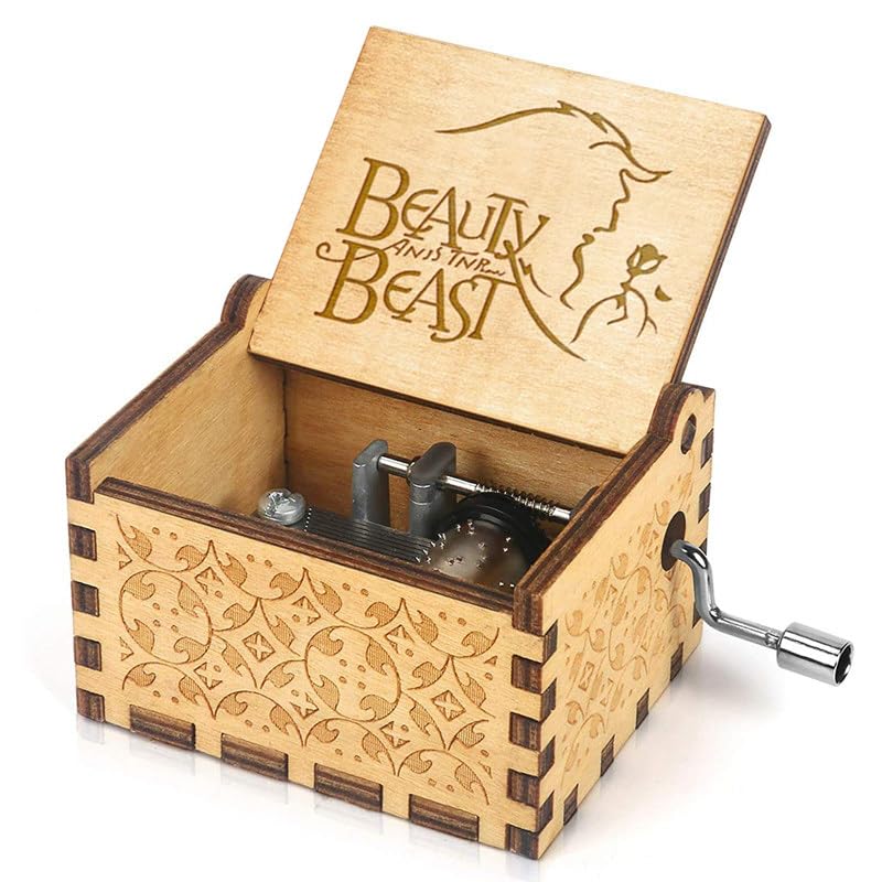 Hefonti Hefonti Beauty and The Beast Music Box Gift for Wife Girlfriend Boyfriend Christmas Valentine Day Birthday to Women Husband Wooden Musical Box 