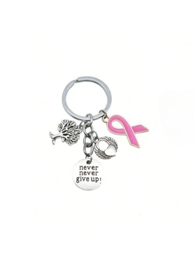 Breast Cancer Awareness Set – 4-Piece Collection Including a Pink Organza Bag, Pink Ribbon Keychain, Motivational Message, and Satin Pink Ribbon Brooch with Pin – Ideal for Distribution in Schools, Hospitals, or as a Gift for Survivors and to Support Breast Cancer Fighters. - Image 3