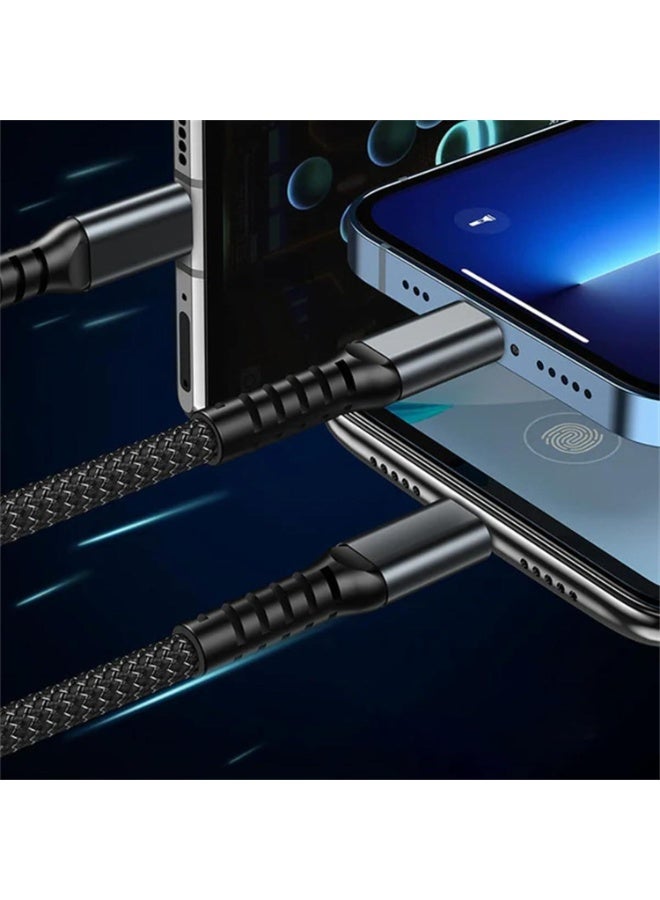 777 3-in-1 Fast Charging Cable – 100W – USB to Type-C, Lightning & Micro USB – Nylon Braided – 1.M - Image 5