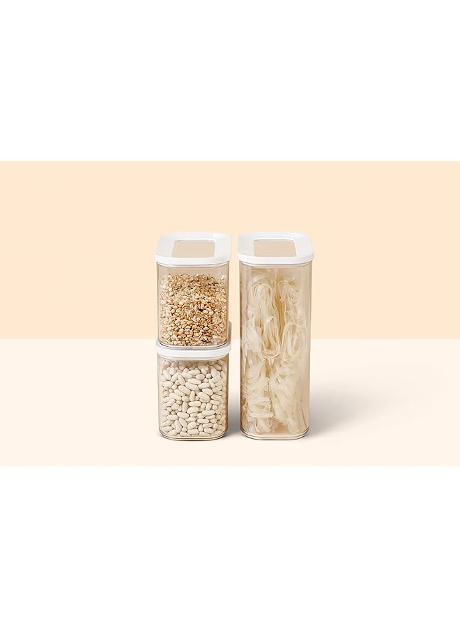 ميبال مجموعة من 3 قطع من حاويات الطعام وحاويات المطبخ والمنظم وحاويات تخزين الطعام القابلة للتكديس والمحكمة الإغلاق، 1 × 2000 مل و2 × 1000 مل باللون الأبيض - Image 3