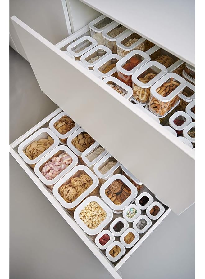 ميبال مجموعة من 3 قطع من حاويات الطعام وحاويات المطبخ والمنظم وحاويات تخزين الطعام القابلة للتكديس والمحكمة الإغلاق، 1 × 2000 مل و2 × 1000 مل باللون الأبيض - Image 4