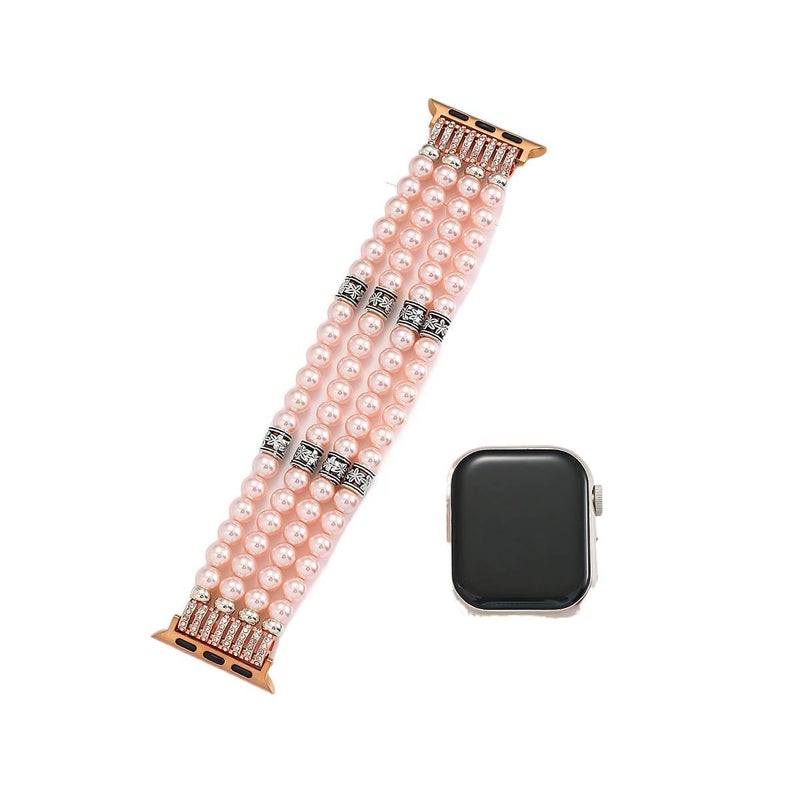 Pink Resin Bracelet Strap Smartwatch Band Compatible with Apple Watch with Adjustable Fit Replacement Strap for Daily Wear - Image 1
