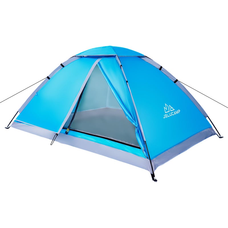JELUCAMP 1/2 Person Dome Tents for Camping, Lightweight Portable Single Backpacking Tent, Small Easy Setup Outdoor Waterproof Camping Hiking Tent for Adults, 2 Person Tent, Blue - Image 1