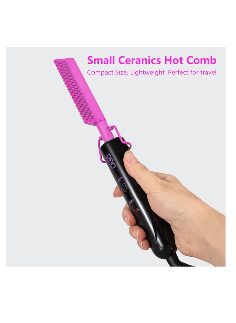 DAN Technology - DAN Technology Dual Voltage Ceramic Pressing Comb - 450°F Fast Heating Mini Straightener for Lace Front Wigs and Black Women's Hair - Image 1