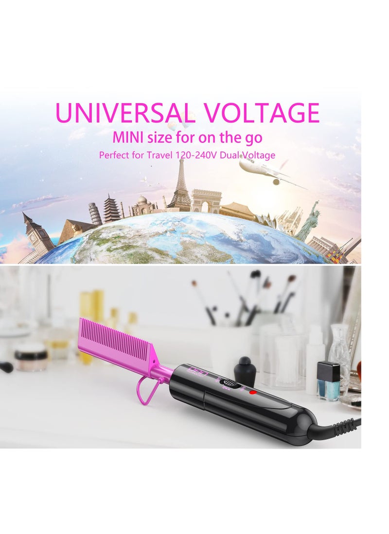 DAN Technology - DAN Technology Dual Voltage Ceramic Pressing Comb - 450°F Fast Heating Mini Straightener for Lace Front Wigs and Black Women's Hair - Image 1