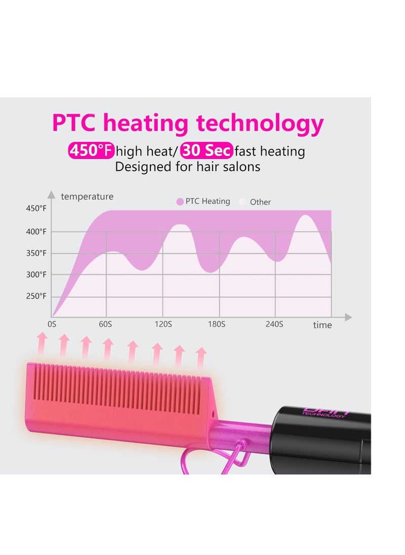 DAN Technology - DAN Technology Dual Voltage Ceramic Pressing Comb - 450°F Fast Heating Mini Straightener for Lace Front Wigs and Black Women's Hair - Image 1