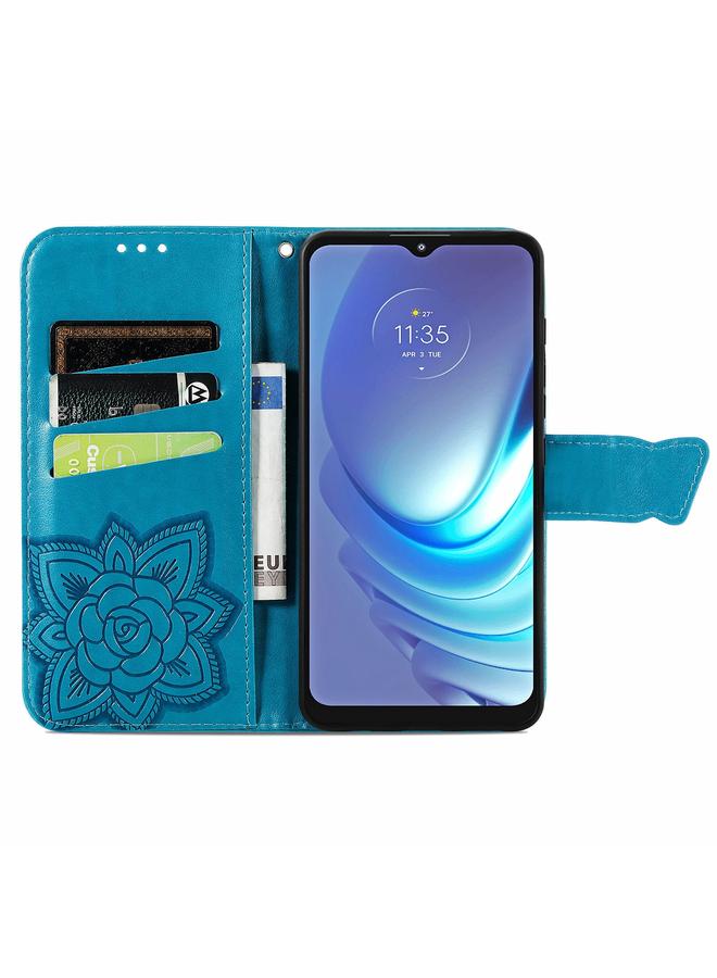 اس-توب جراب لهاتف Motorola Moto G50، جراب جلدي أفقي قابل للطي، مزخرف بنقشة زهور الفراشة، مع حامل وفتحات للبطاقات ومحفظة وحبل تثبيت - Image 3