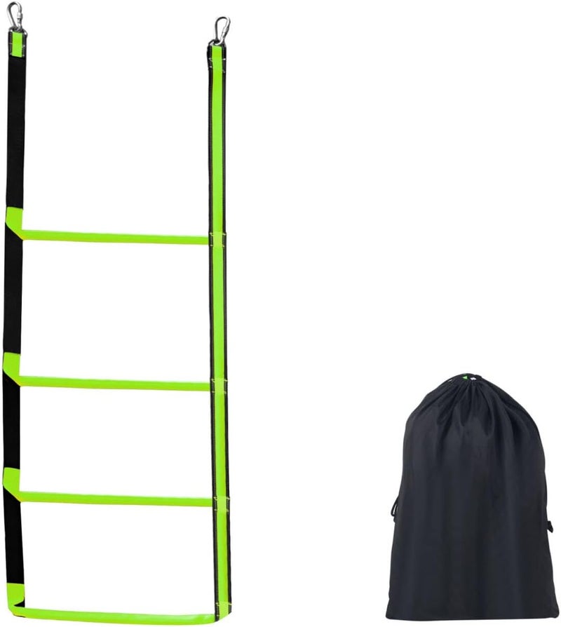 ORLANG سلم حبل القارب 4 خطوات، سلم حبل بحري للخدمة الشاقة، سلم حبل صعود محمول، سلم قارب للقوارب القابلة للنفخ، الكاياك، القوارب البخارية، الزوارق، يشمل حقيبة تخزين (أخضر) - Image 1