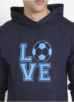 Campus Sutra Men's Navy Blue Love Football Hoodie With Kangaroo Pocket  - Image 5