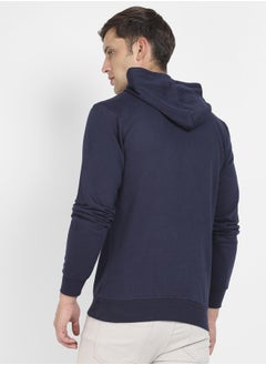 Campus Sutra Men's Navy Blue Love Football Hoodie With Kangaroo Pocket  - Image 3