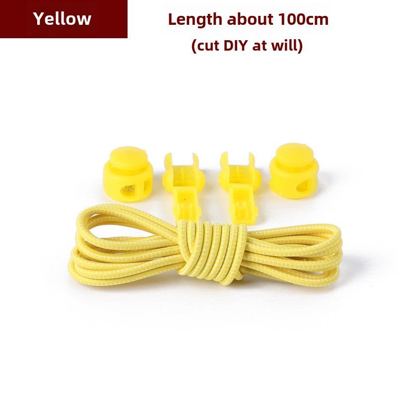 إسكدنيا Colorful Elastic No-Tie Shoelaces for Adults and Kids Yellow White Dot