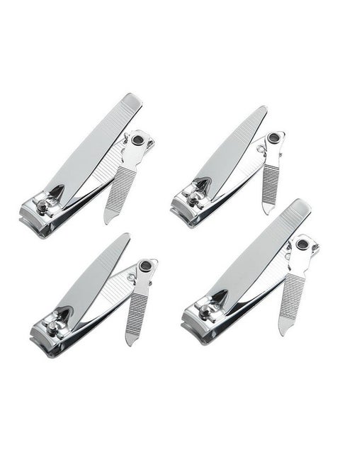 4 Pcs Nail Clippers for Fingernails and Tonenail by QLL - Swing Out Nail Cleaner/File - Sharpest Stainless Steel Clipper - Wide Easy Press Lever - Nail Cutter