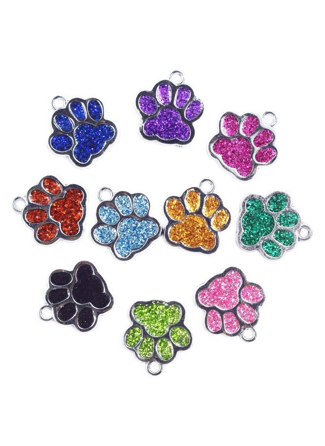 AUEAR - Animal Dog Cat Paw Print Charms Pendants Crystal Beads Glitter Footprint Snap Button For Diy Necklace Bracelet Jewelry Making (24 Pcs) - Image 1