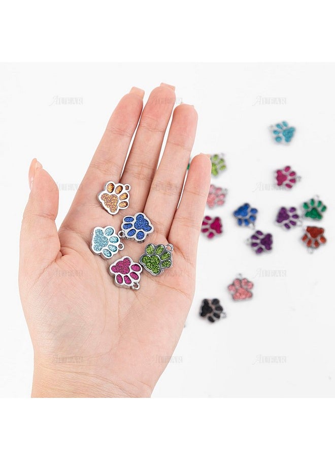 AUEAR - Animal Dog Cat Paw Print Charms Pendants Crystal Beads Glitter Footprint Snap Button For Diy Necklace Bracelet Jewelry Making (24 Pcs) - Image 1