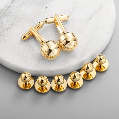 HAWSON Cufflinks and studs for Men-Fashion Men Gold Tuxedo Shirt Cufflinks and studs set for Regular Weeding Business Accessories - Image 4