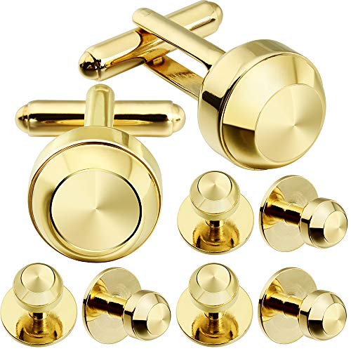 HAWSON Cufflinks and studs for Men-Fashion Men Gold Tuxedo Shirt Cufflinks and studs set for Regular Weeding Business Accessories - Image 1