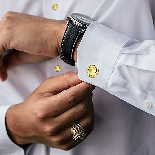 HAWSON Cufflinks and studs for Men-Fashion Men Gold Tuxedo Shirt Cufflinks and studs set for Regular Weeding Business Accessories - Image 2
