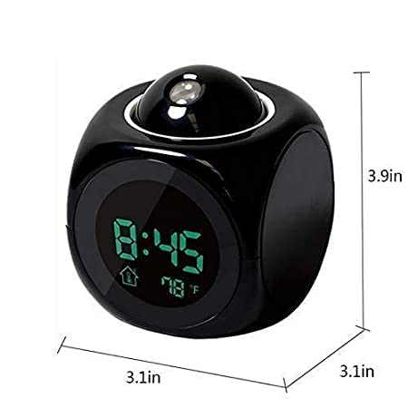 QUALIZA LCD Digital Projection Alarm Clock LED Display Talk Time Voice Prompts Snooze Function Table Home Decor Living Room Furniture Color Black - Image 2
