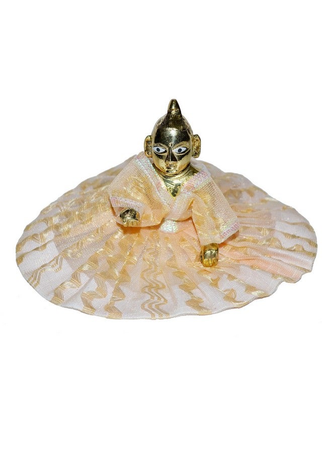 Real Seed Brass Laddoo Gopal Statue + Poshak + Shringar Kit, Brass Laddu Gopal Kishan, Thakurji Murti Idol, Laddu Gopal Idol, Bal Gopal Murti, Metal Laddu Gopal | Size- 6.8 x 7 CMS |Weight- 200 Grams - Image 1