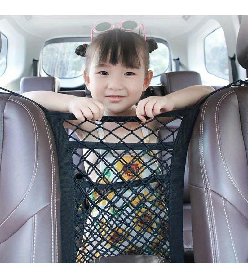 Car Trunk Seat Back Elastic Mesh Storage Bag Style1 Pocket Grid Holder - Image 1