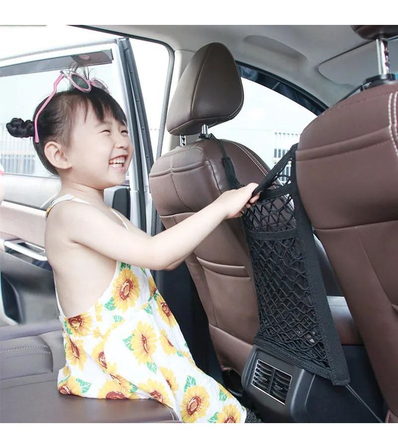 Car Trunk Seat Back Elastic Mesh Storage Bag Style1 Pocket Grid Holder - Image 2